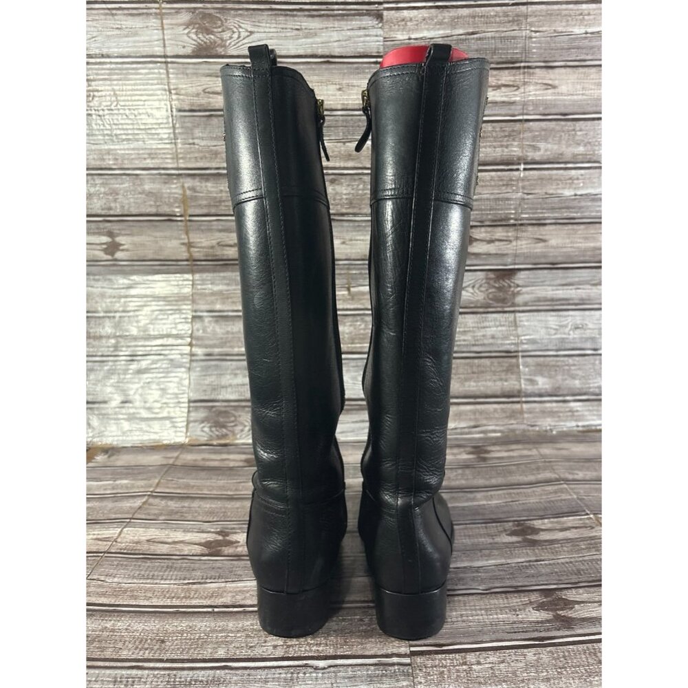Tory Burch Kiernan 35MM Riding Tumbled Leather Boots sz 6 color Black - Picture 3 of 11